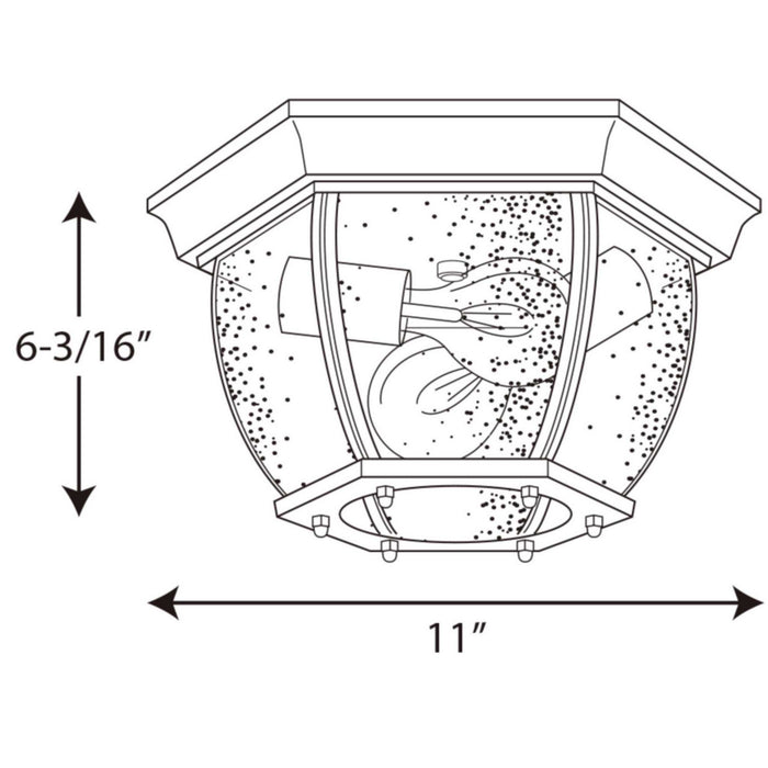 Progress Lighting P6019-31 Two Light Flush Mount, Black