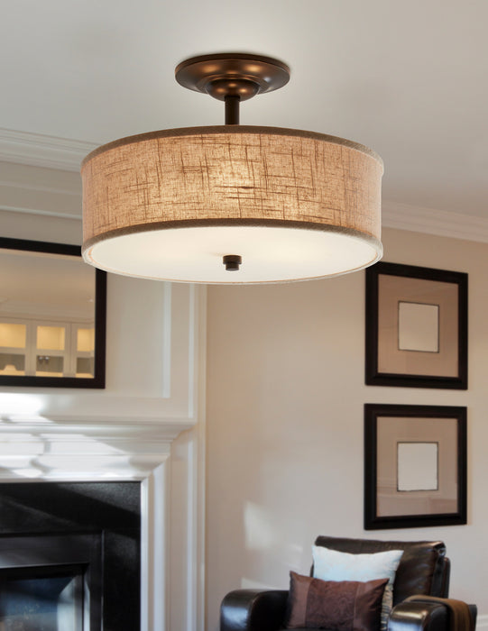 Quoizel CRA1717MC Three Light Semi-Flush Mount, Mottled Cocoa