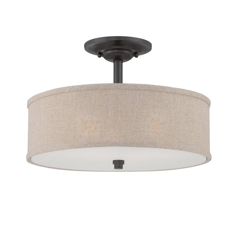 Quoizel CRA1717MC Three Light Semi-Flush Mount, Mottled Cocoa
