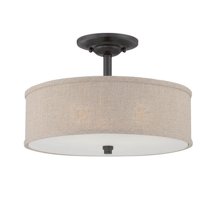 Quoizel CRA1717MC Three Light Semi-Flush Mount, Mottled Cocoa