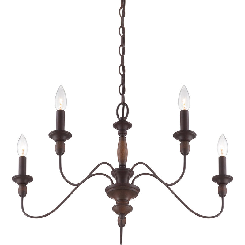 Quoizel HK5005TC Five Light Chandelier, Tuscan Brown