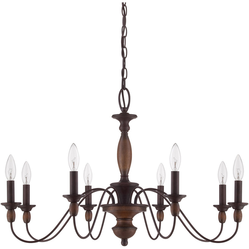 Quoizel HK5008TC Eight Light Chandelier, Tuscan Brown