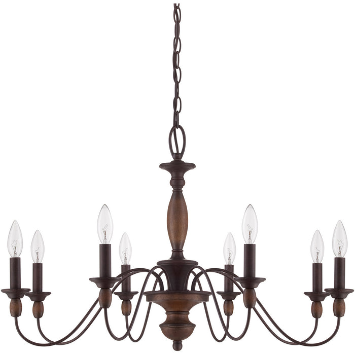 Quoizel HK5008TC Eight Light Chandelier, Tuscan Brown