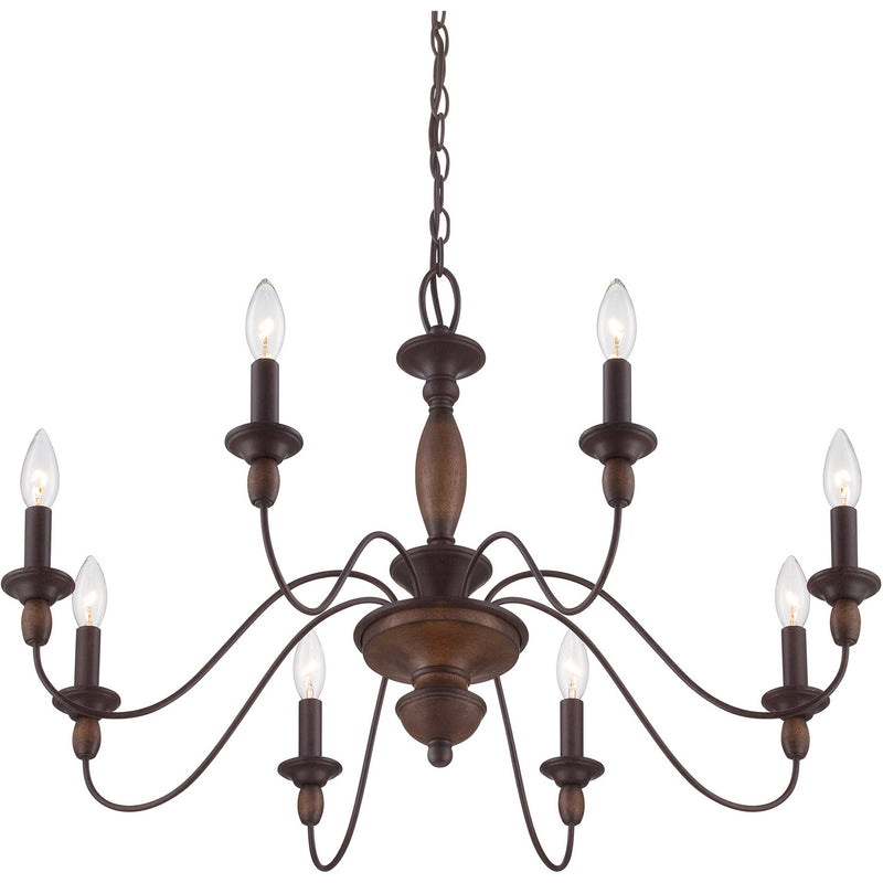 Quoizel HK5008TC Eight Light Chandelier, Tuscan Brown
