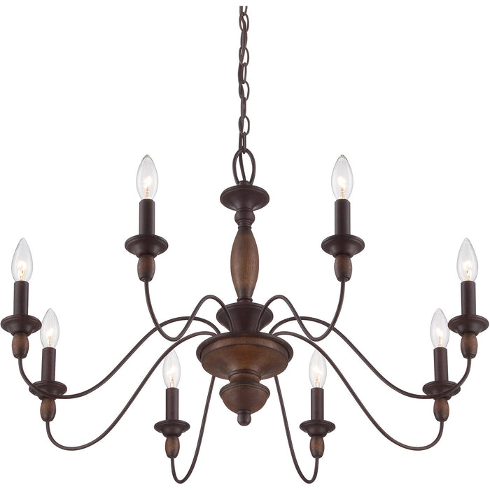 Quoizel HK5008TC Eight Light Chandelier, Tuscan Brown