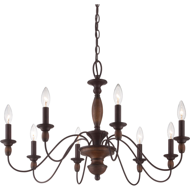 Quoizel HK5008TC Eight Light Chandelier, Tuscan Brown