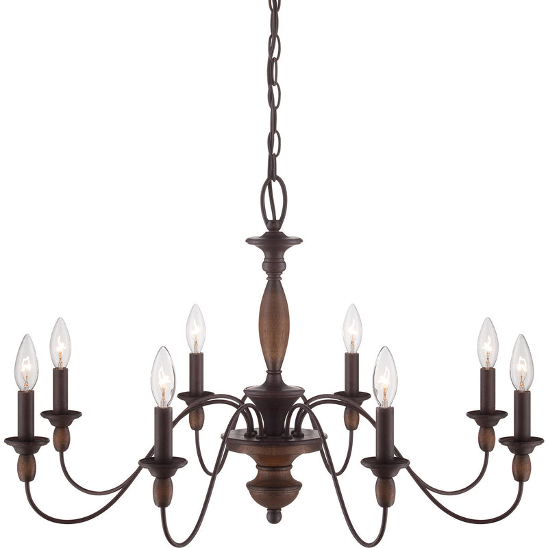 Quoizel HK5008TC Eight Light Chandelier, Tuscan Brown