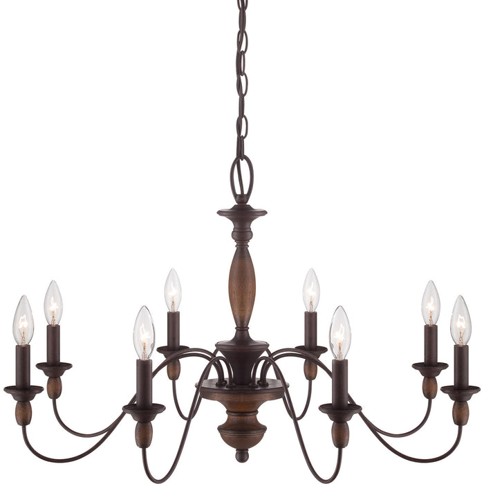 Quoizel HK5008TC Eight Light Chandelier, Tuscan Brown