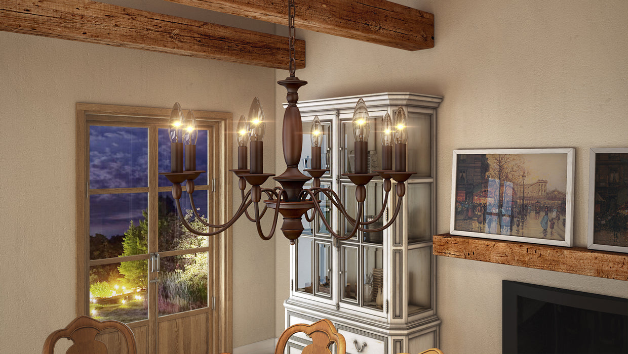Quoizel HK5008TC Eight Light Chandelier, Tuscan Brown
