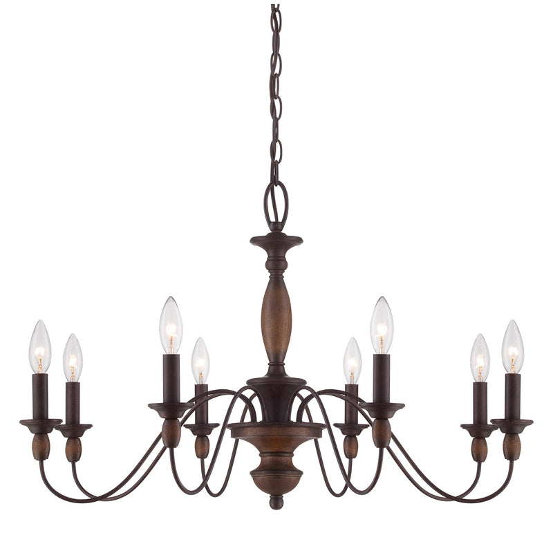 Quoizel HK5008TC Eight Light Chandelier, Tuscan Brown