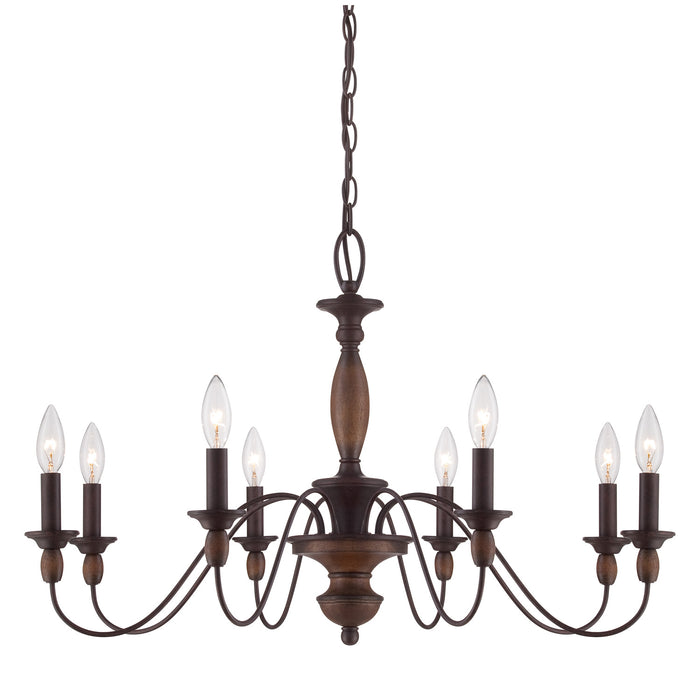 Quoizel HK5008TC Eight Light Chandelier, Tuscan Brown