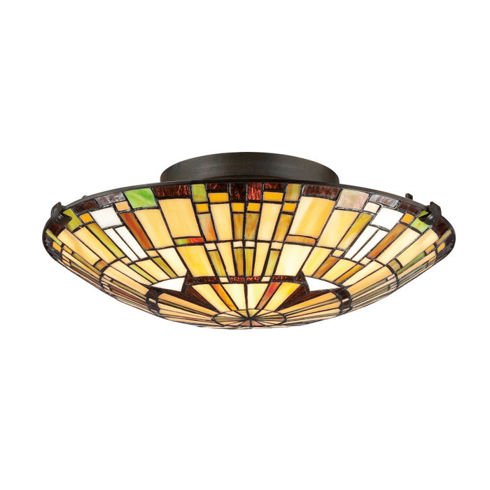 Quoizel TF1408SVB Two Light Flush Mount, Vintage Bronze