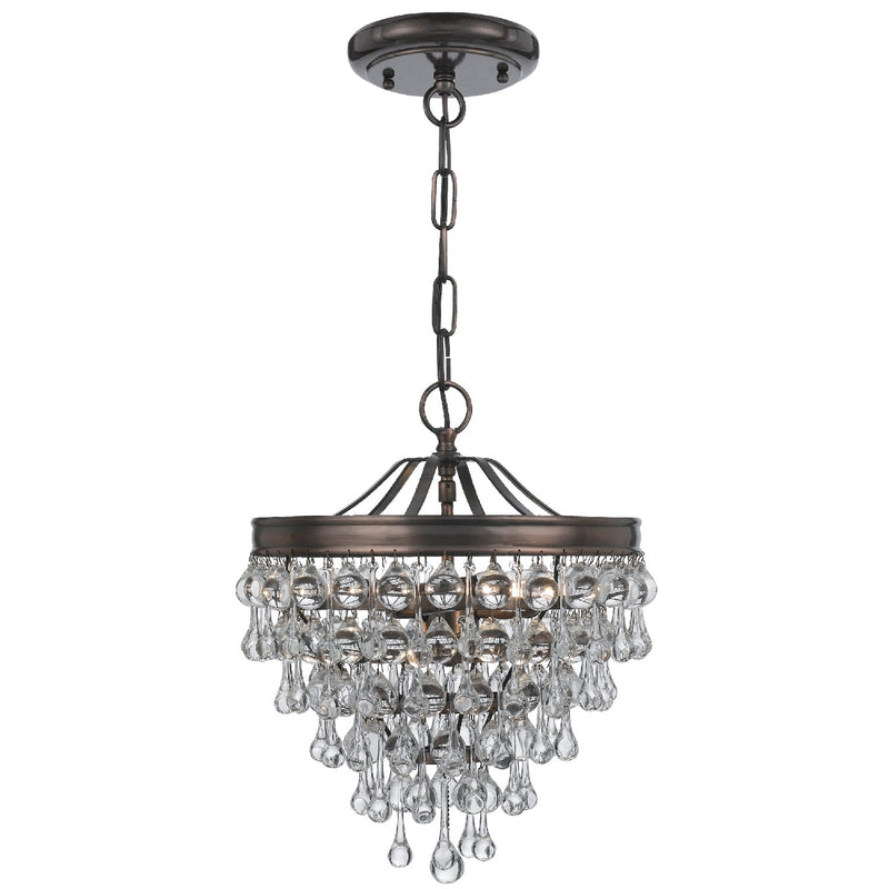 Crystorama 130-VZ Three Light Mini Chandelier, Vibrant Bronze