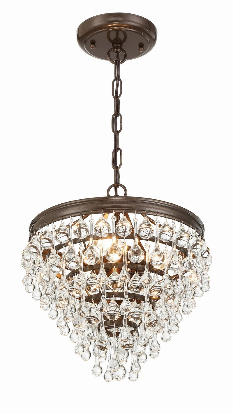 Crystorama 130-VZ Three Light Mini Chandelier, Vibrant Bronze