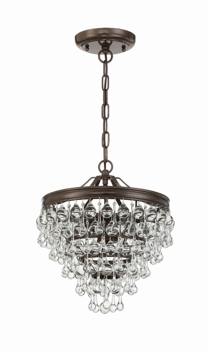 Crystorama 130-VZ Three Light Mini Chandelier, Vibrant Bronze