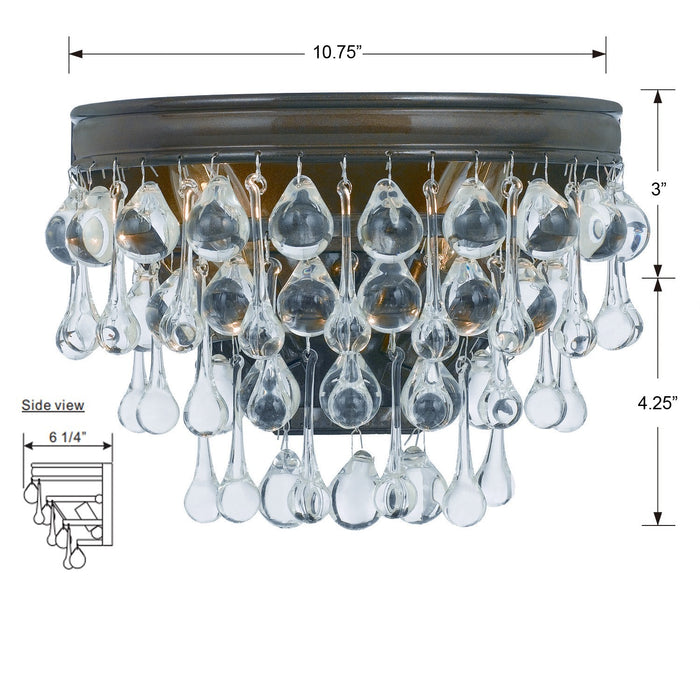 Crystorama 132-VZ Two Light Wall Sconce, Vibrant Bronze