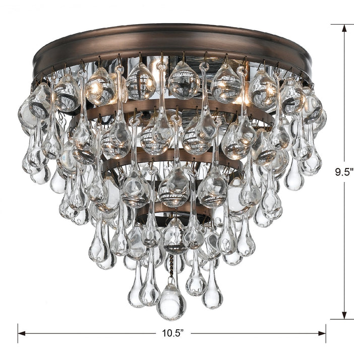 Crystorama 135-VZ Three Light Flush Mount, Vibrant Bronze