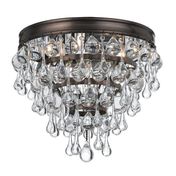 Crystorama 135-VZ Three Light Flush Mount, Vibrant Bronze