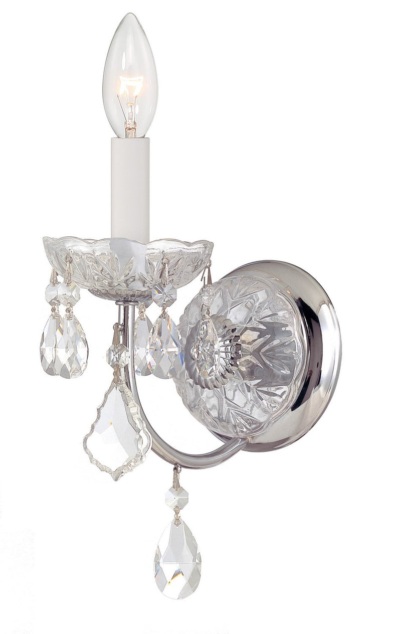 Crystorama 3221-CH-CL-S One Light Wall Sconce, Polished Chrome
