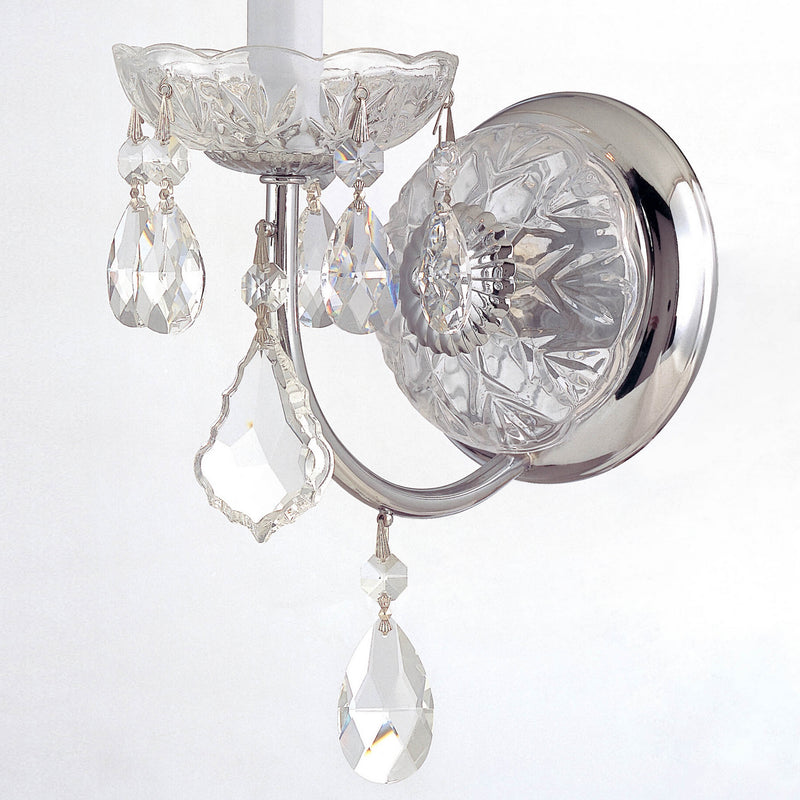 Crystorama 3221-CH-CL-SAQ One Light Wall Sconce, Polished Chrome