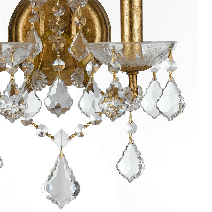 Crystorama 4452-GA-CL-MWP Two Light Wall Sconce, Antique Gold