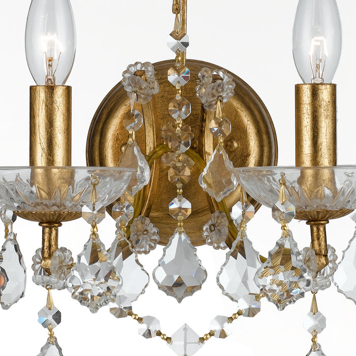 Crystorama 4452-GA-CL-MWP Two Light Wall Sconce, Antique Gold