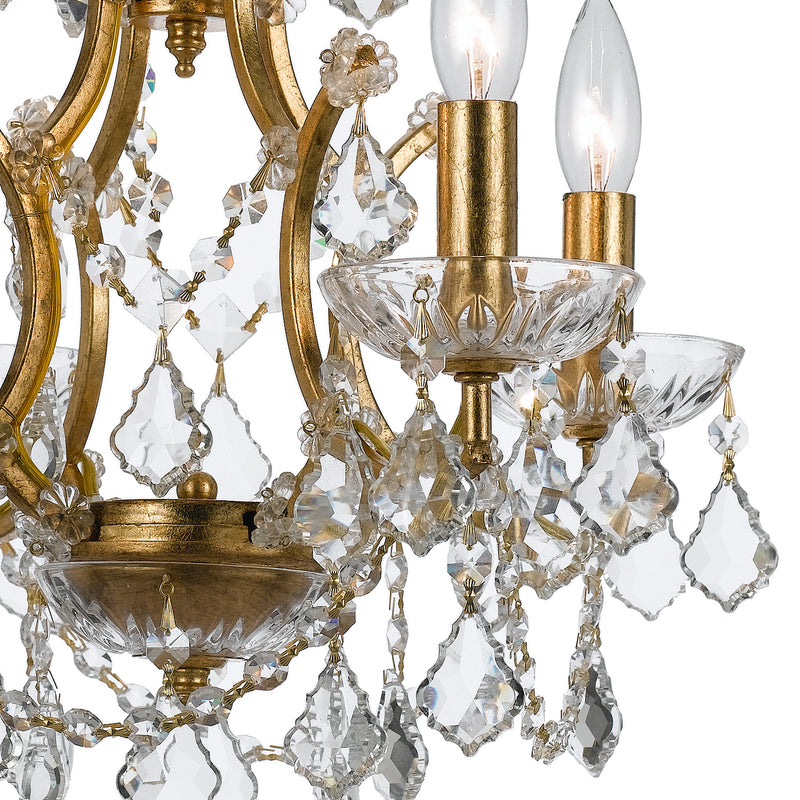 Crystorama 4454-GA-CL-MWP Four Light Mini Chandelier, Antique Gold