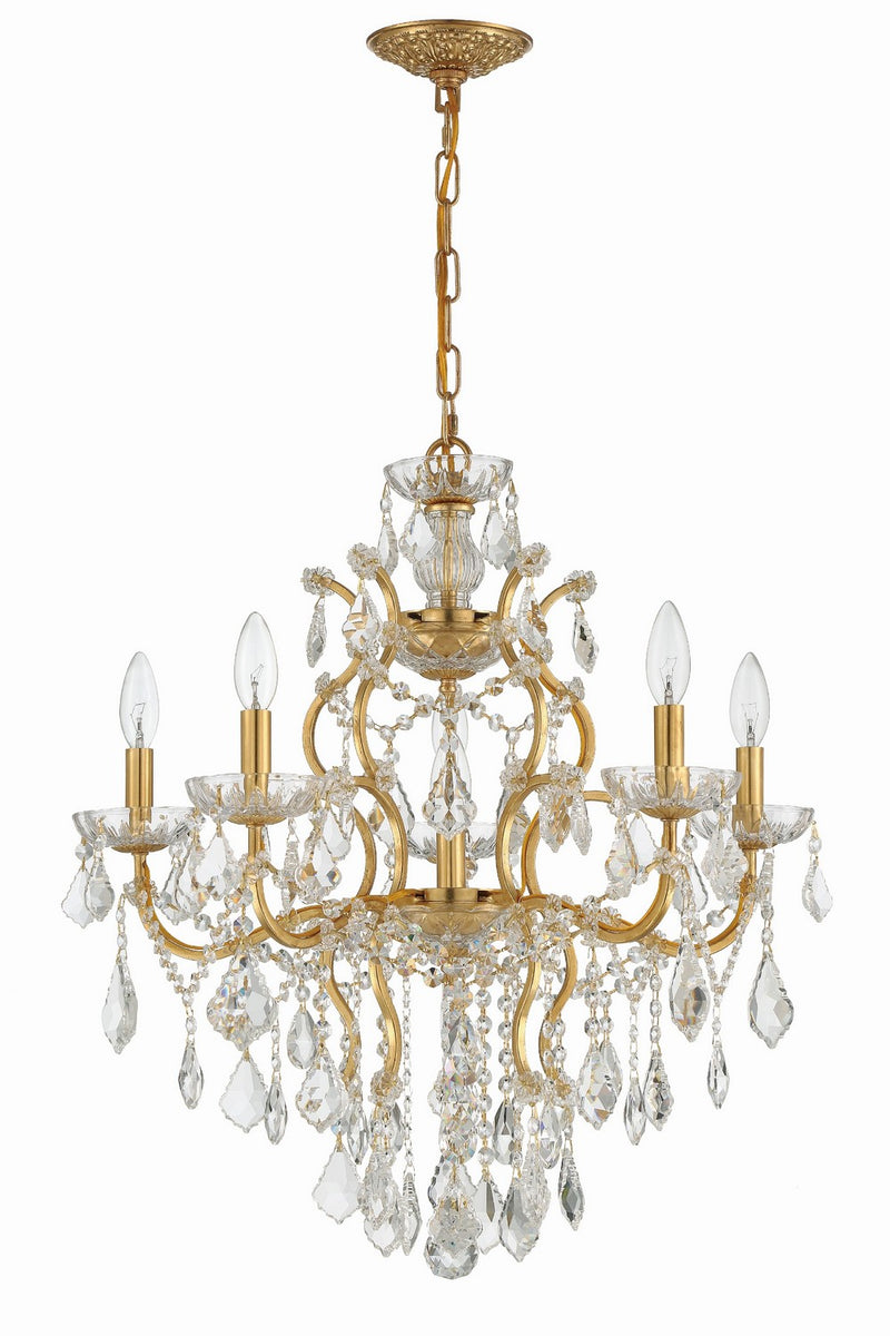 Crystorama 4455-GA-CL-MWP Six Light Chandelier, Antique Gold
