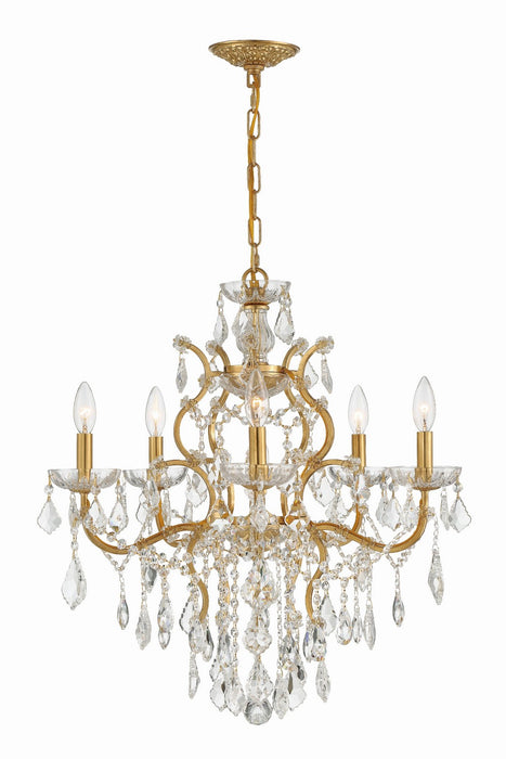 Crystorama 4455-GA-CL-MWP Six Light Chandelier, Antique Gold