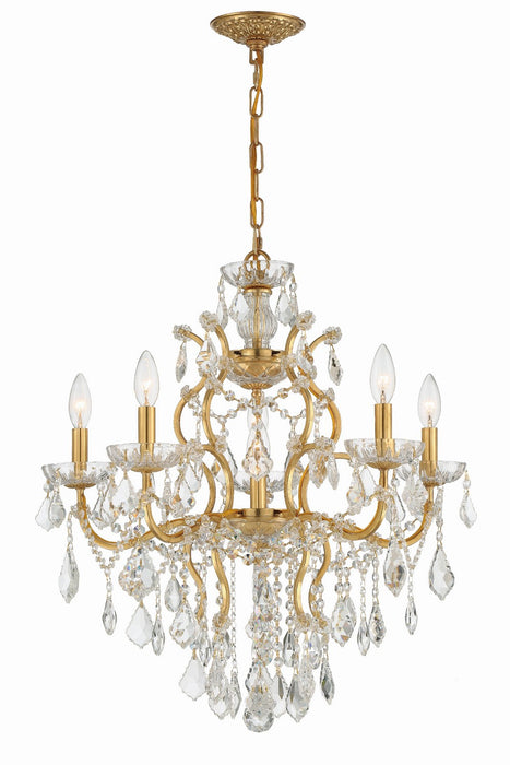 Crystorama 4455-GA-CL-S Six Light Chandelier, Antique Gold