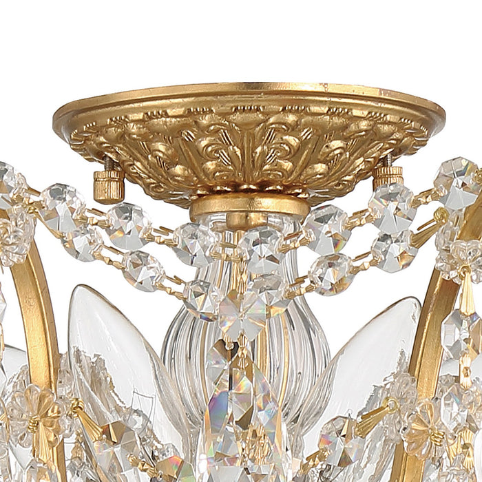 Crystorama 4457-GA-CL-MWP Five Light Flush Mount, Antique Gold