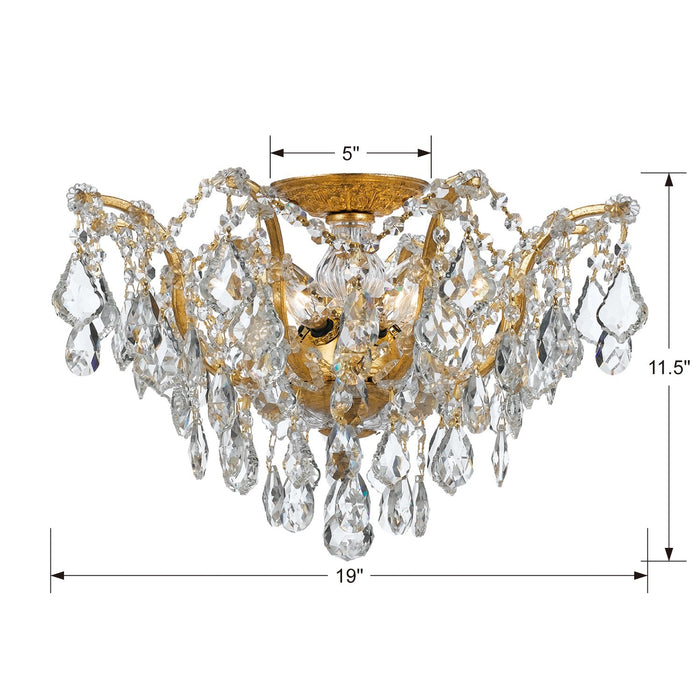 Crystorama 4457-GA-CL-S Five Light Flush Mount, Antique Gold