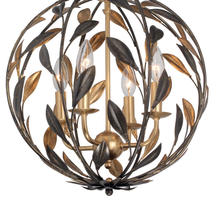 Crystorama 504-EB-GA Four Light Mini Chandelier, English Bronze + Antique Gold