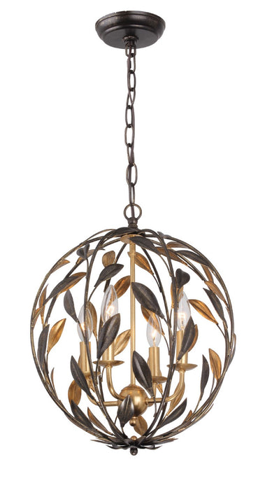 Crystorama 504-EB-GA Four Light Mini Chandelier, English Bronze + Antique Gold