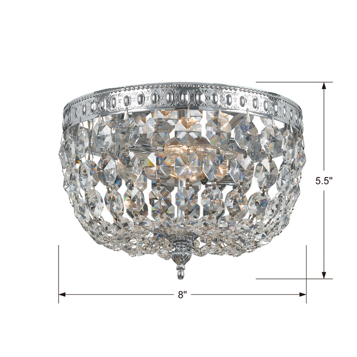 Crystorama 708-CH-CL-MWP Two Light Flush Mount, Polished Chrome