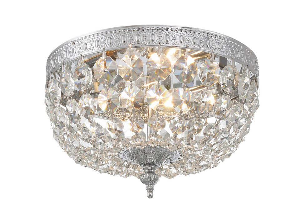 Crystorama 708-CH-CL-MWP Two Light Flush Mount, Polished Chrome