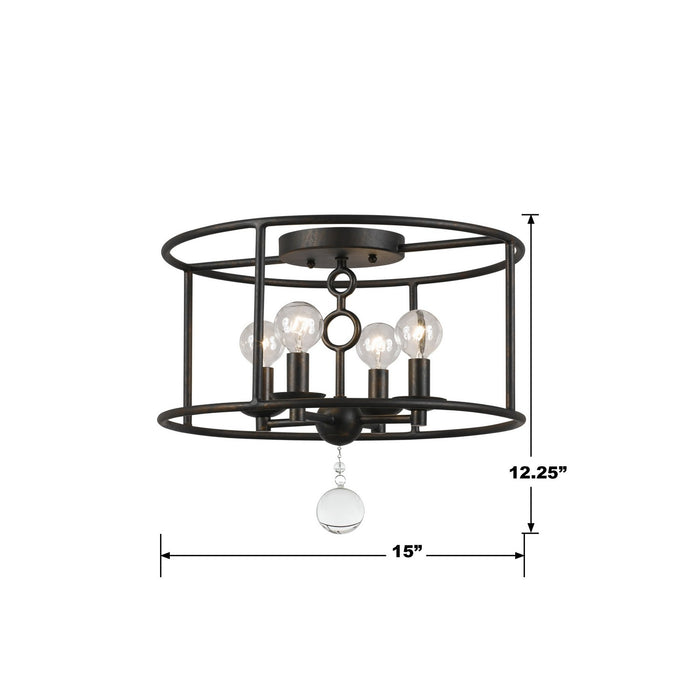 Crystorama 9267-EB Four Light Semi Flush Mount, English Bronze
