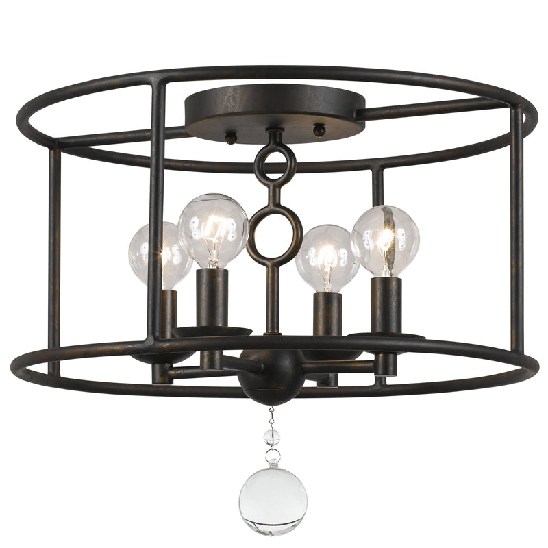 Crystorama 9267-EB Four Light Semi Flush Mount, English Bronze