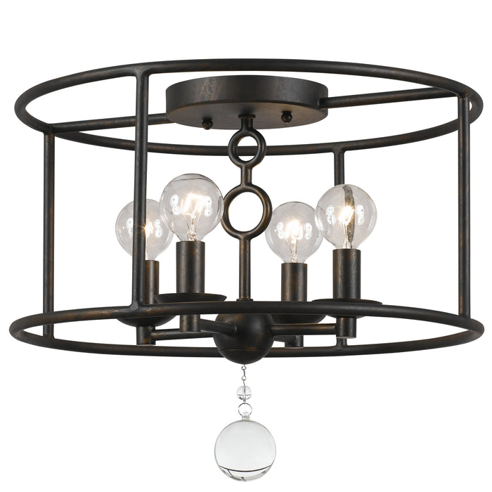 Crystorama 9267-EB Four Light Semi Flush Mount, English Bronze