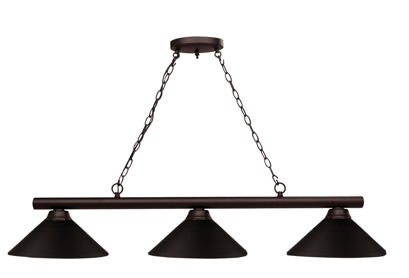 Z-Lite 155-3BRZ-MBRZ Three Light Billiard, Bronze