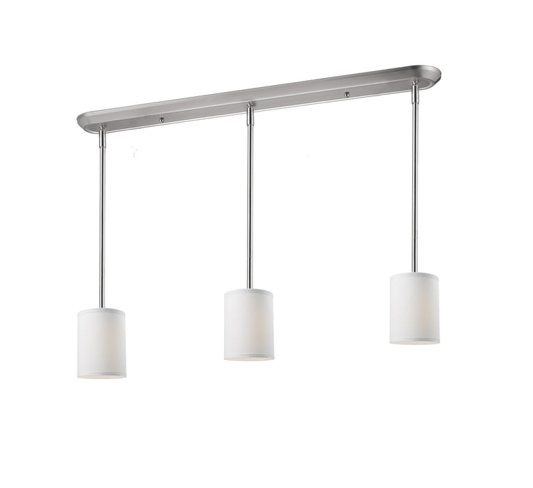 Z-Lite 171-6-3W Three Light Linear Chandelier, Brushed Nickel