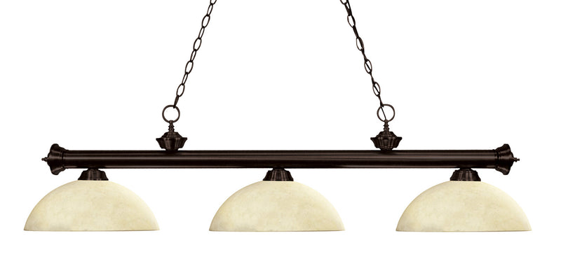 Z-Lite 200-3BRZ-DGM14 Three Light Billiard, Bronze