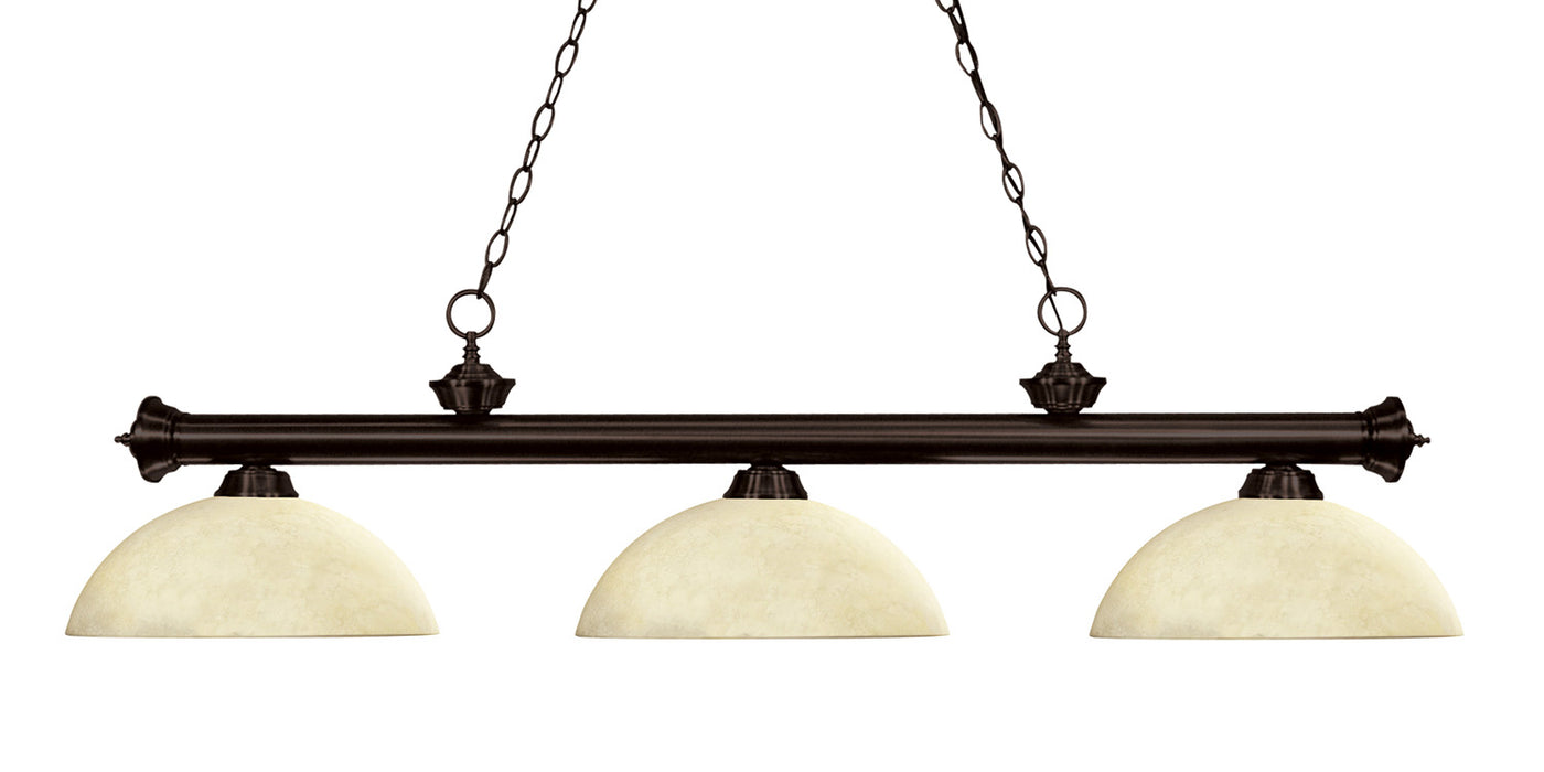 Z-Lite 200-3BRZ-DGM14 Three Light Billiard, Bronze