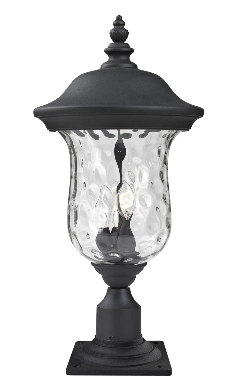 Z-Lite 533PHB-533PM-BK Three Light Outdoor Pier Mounted Fixture, Black