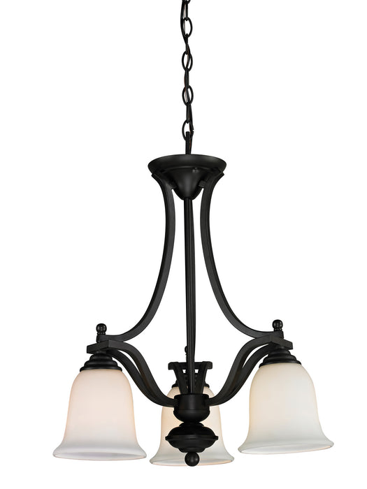 Z-Lite 703-3-MB Three Light Chandelier, Matte Black