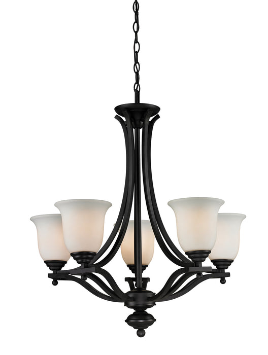 Z-Lite 703-5-MB Five Light Chandelier, Matte Black