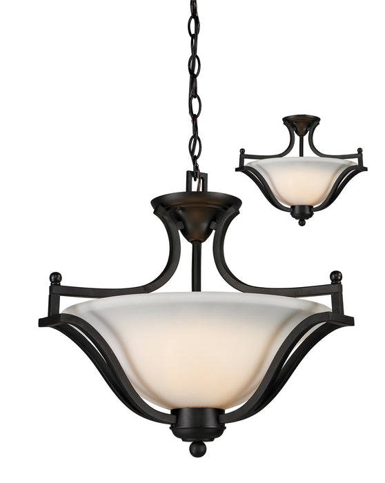 Z-Lite 703SFC-MB Three Light Pendant, Matte Black