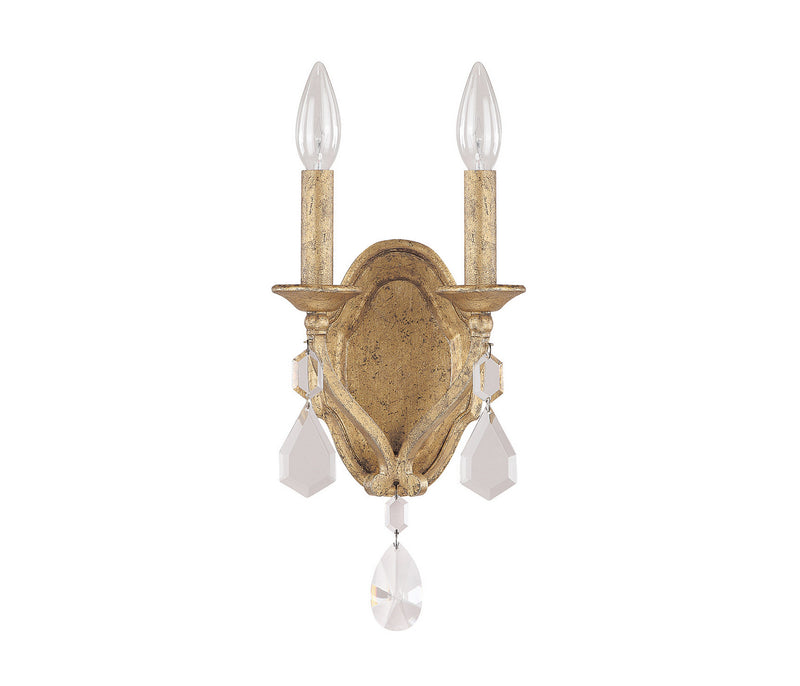 Capital Lighting 1617AG-CR Two Light Wall Sconce, Antique Gold