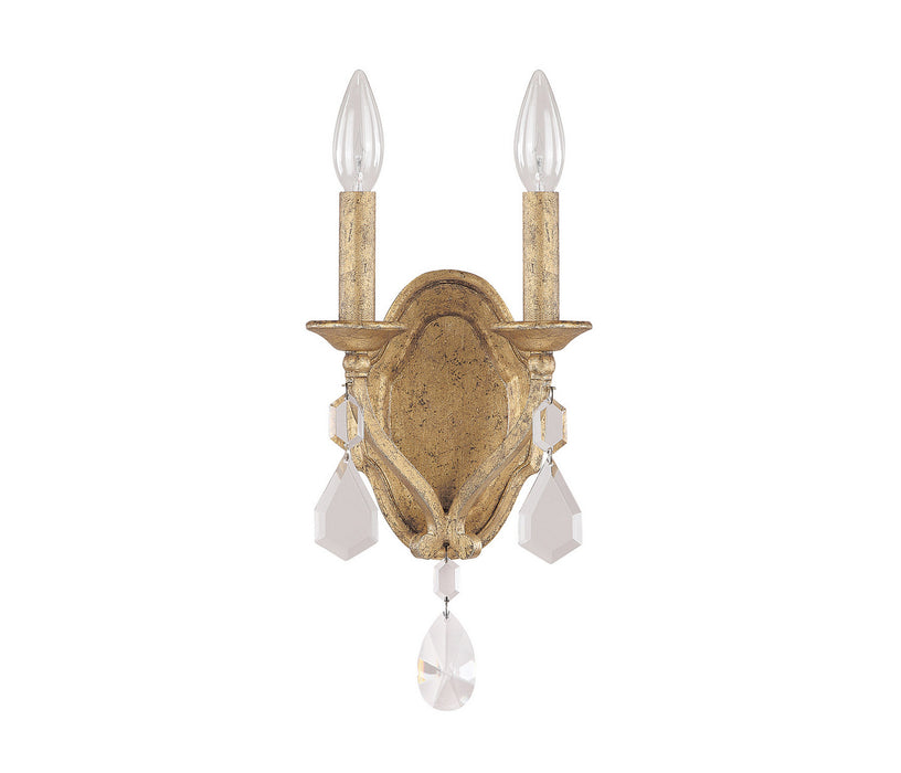 Capital Lighting 1617AG-CR Two Light Wall Sconce, Antique Gold