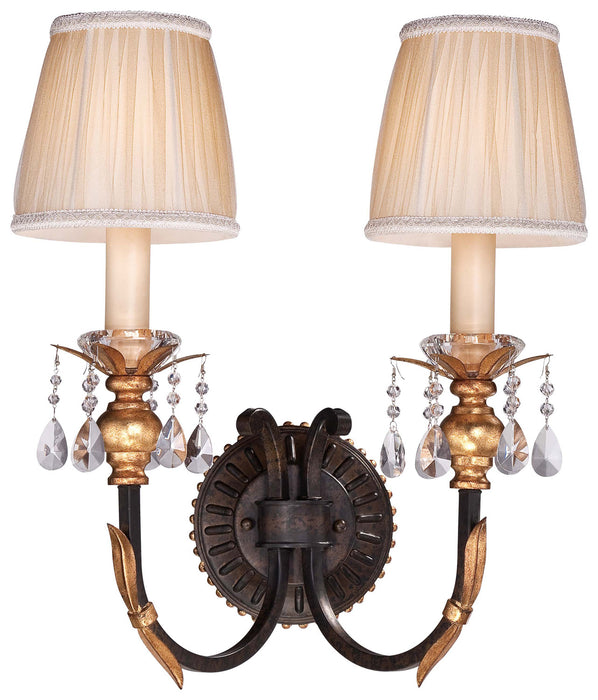 Metropolitan N2690-258B Two Light Wall Sconce, French Bronze W/ Gold Highlights